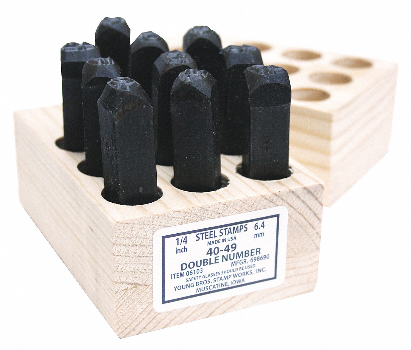 Number Set, 3/16 In. H, Steel, 30 to 39