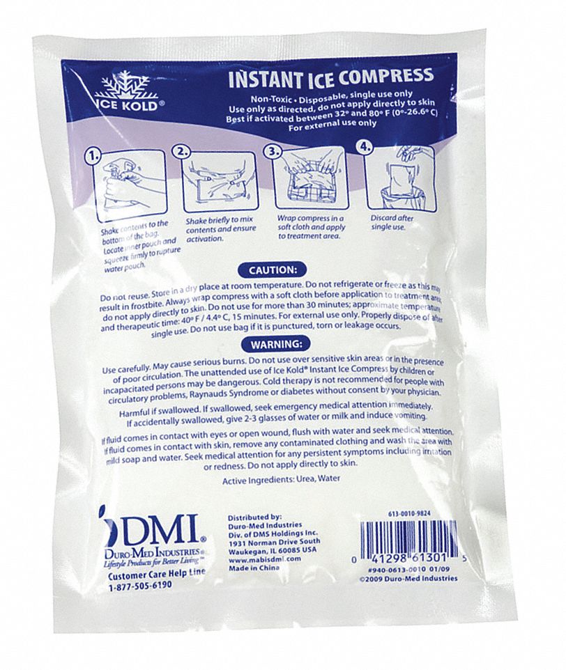 Cold Pack w/Urea, Instant, 6x8-1/4, PK 24