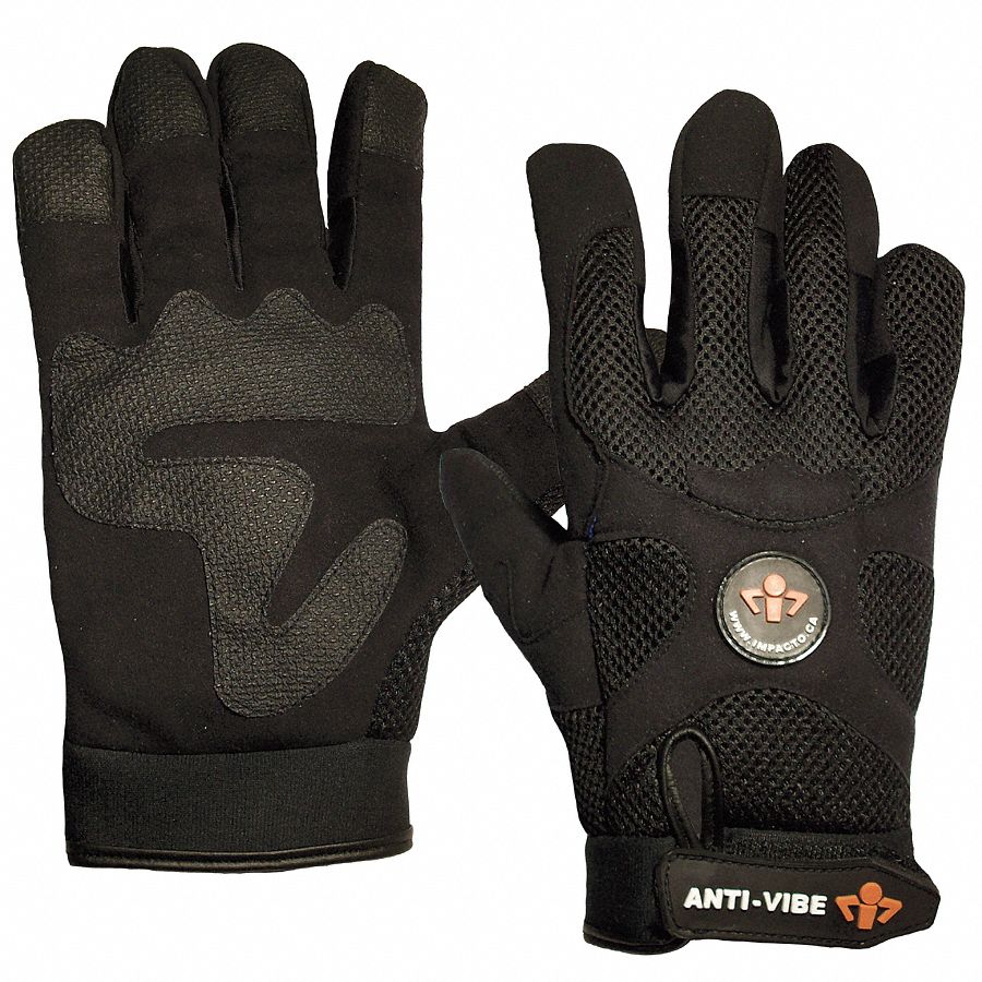 Anti-Vibration Gloves, 2XL, Black, PR