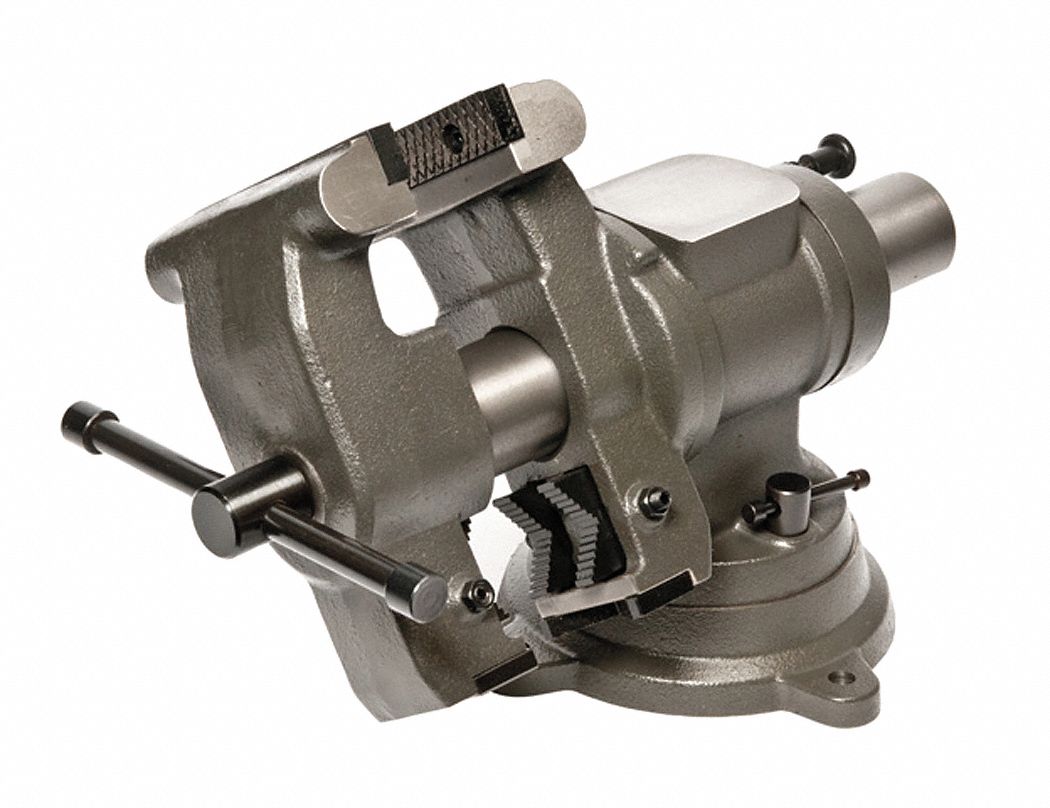 Bench Vise, Rotating MultiJaw, Swivel, 5 In