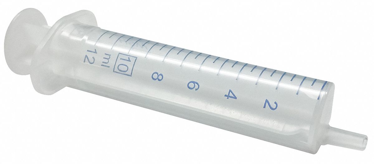 Plastic Syringe, Luer Slip, 10 mL, PK 100