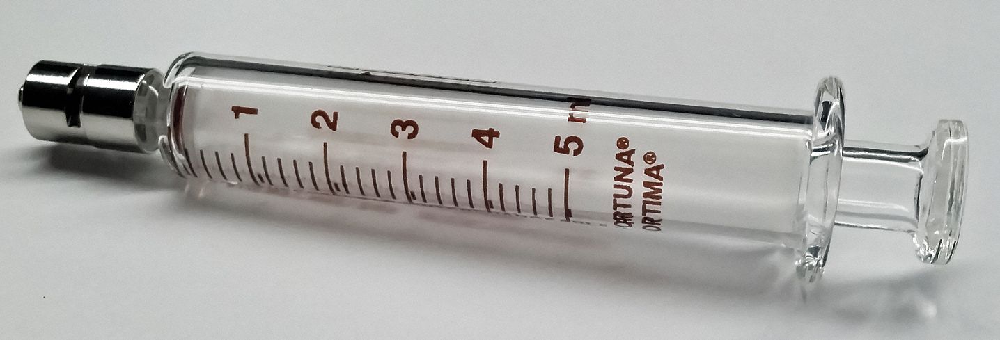 Glass Syringe, Metal Luer Lock, 5 mL