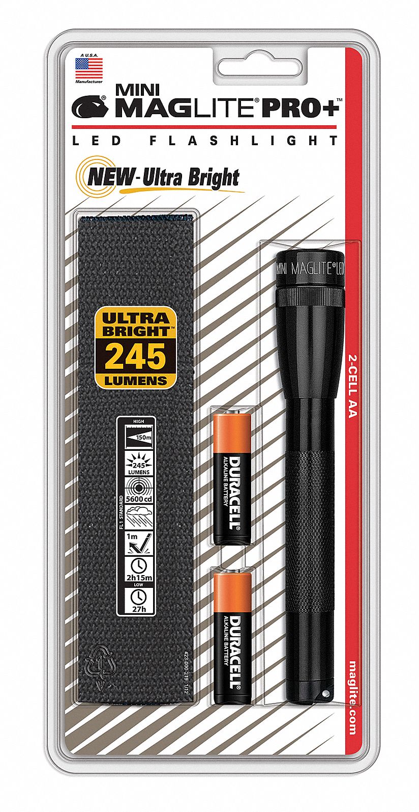 Flashlight, 2AA Batteries, 245 Lumens