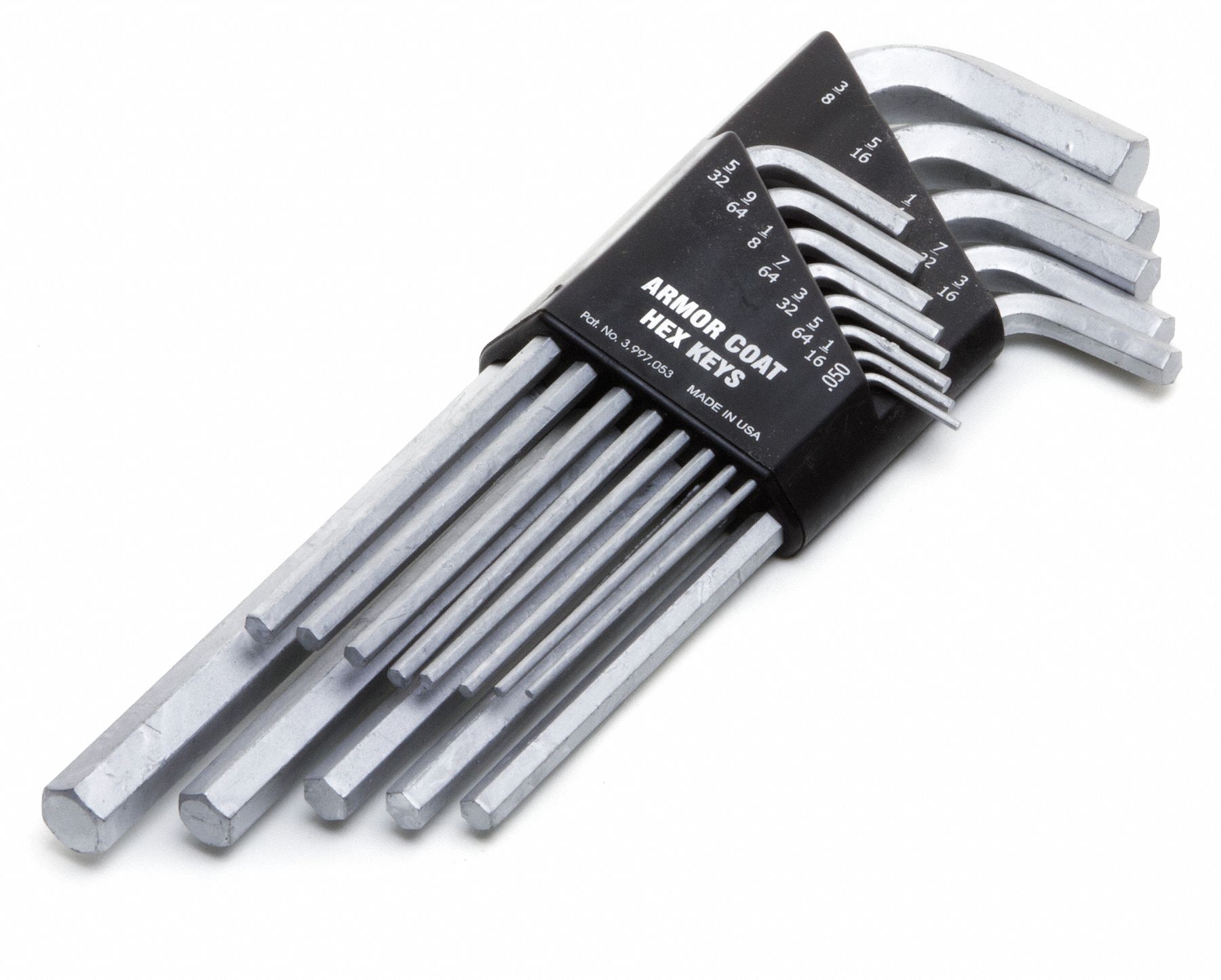 Hex Key Set, 0.050 - 3/8 In, L-Shaped, Long