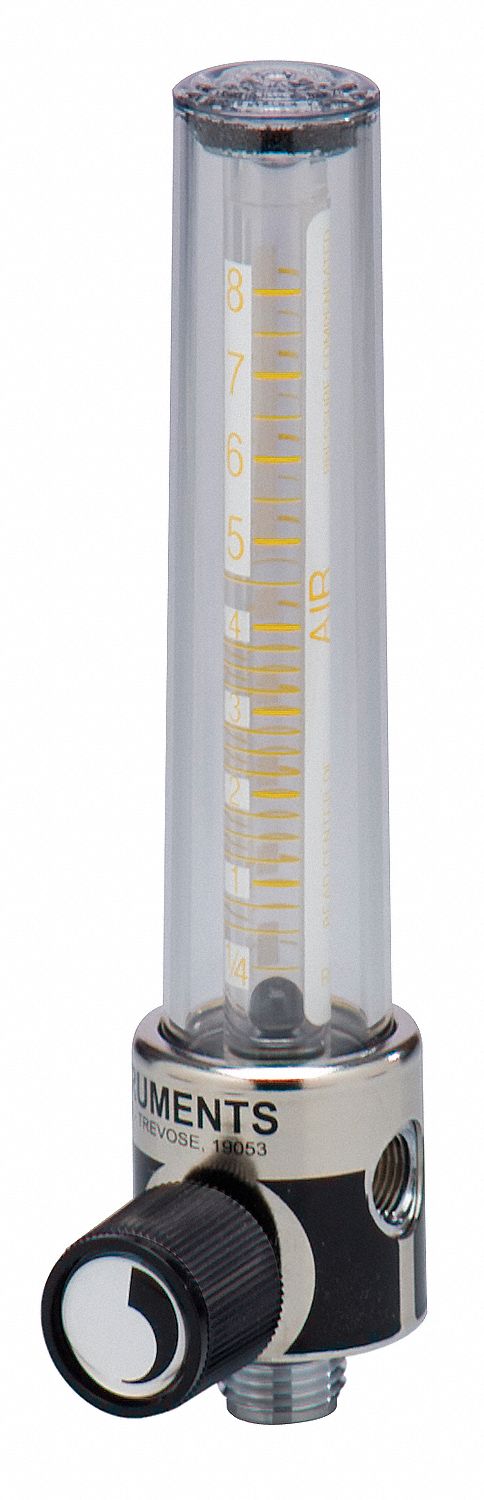 Flowmeter, Air, .25 to 8 LPM, Polycarbonate