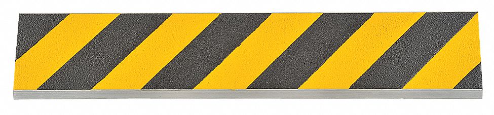 Stair Tread, Blk and Ylw Hzrd Stripe, Alum