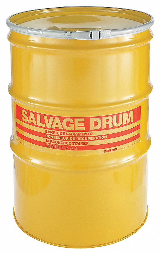Drum, Open Head, 85 Gal, Yellow, w/Lining