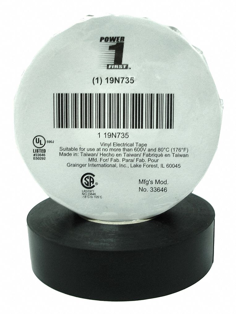 Electrical Tape, 3/4 x 60 ft., 7 mil, Black