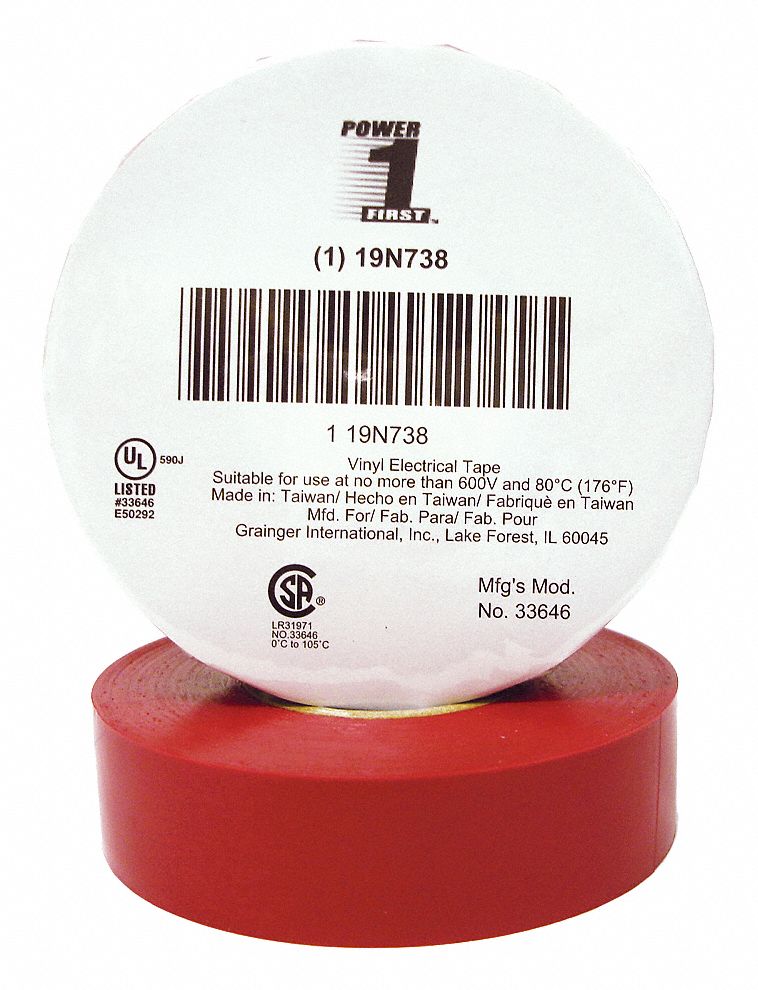 Electrical Tape, 3/4 x 60 ft., 7 mil, Red