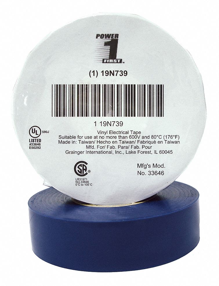 Electrical Tape, 3/4 x 60 ft., Blue, PK10