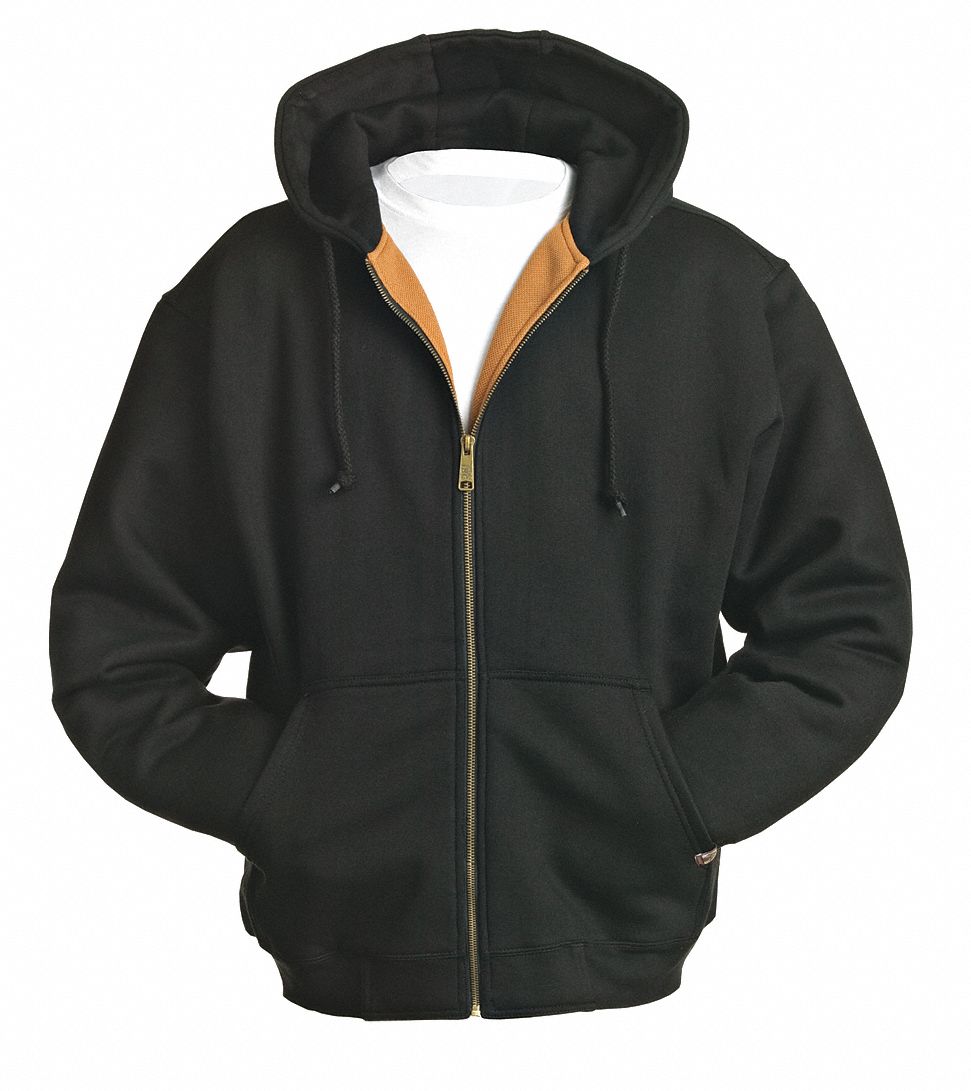 Hooded Sweatshirt, Black, Cotton/PET, 2XL