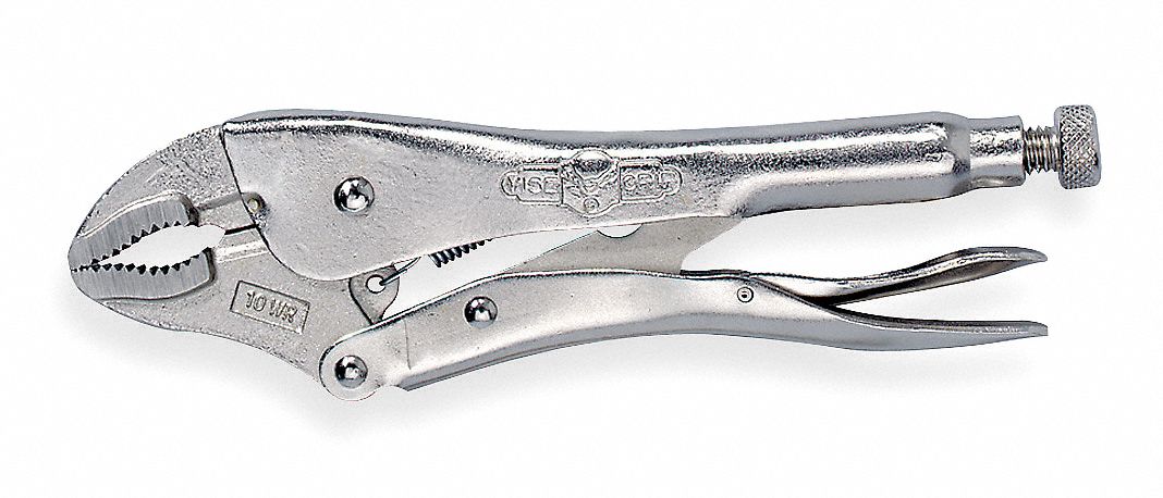 Locking Plier, Curved, 7 In, w/Wire Cutter