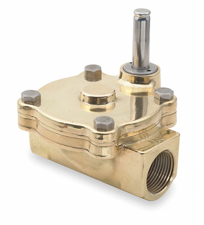 Solenoid Valve, 2 Way, NC, 1 In, Brass
