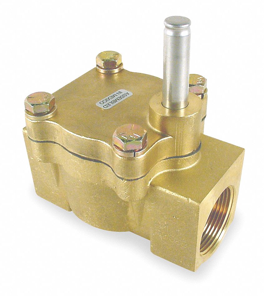 Solenoid Valve Less Coil, 1 In, NC, Brass