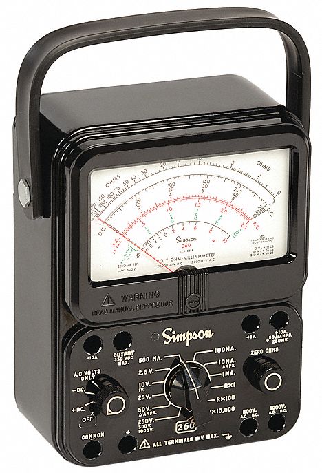 Analog Multimeter, 1000V, 10A, 20M Ohms