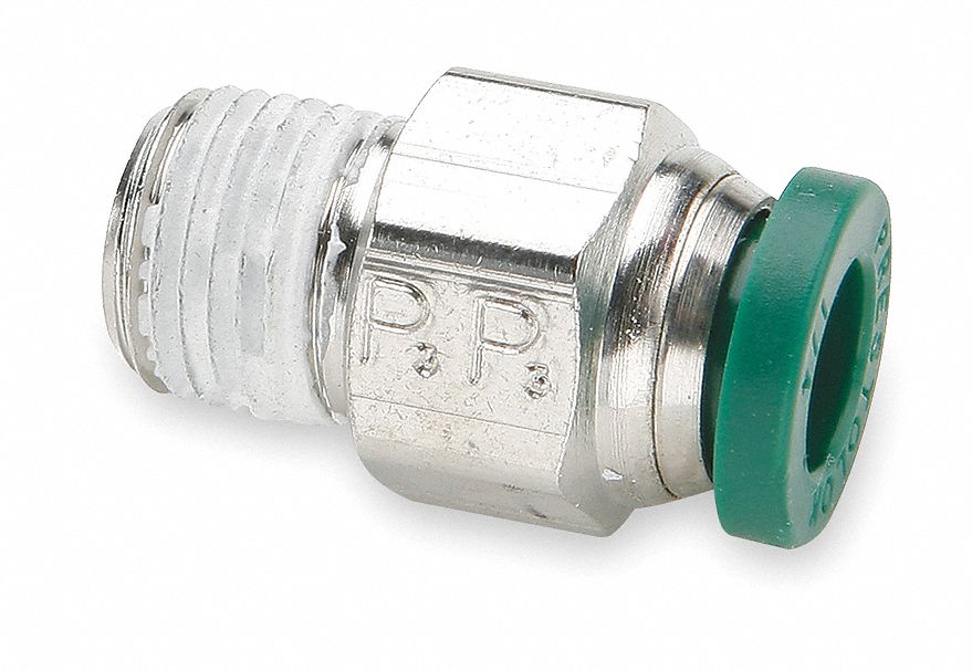 Male Connector, NP Brass, 3/8 In, PK 10