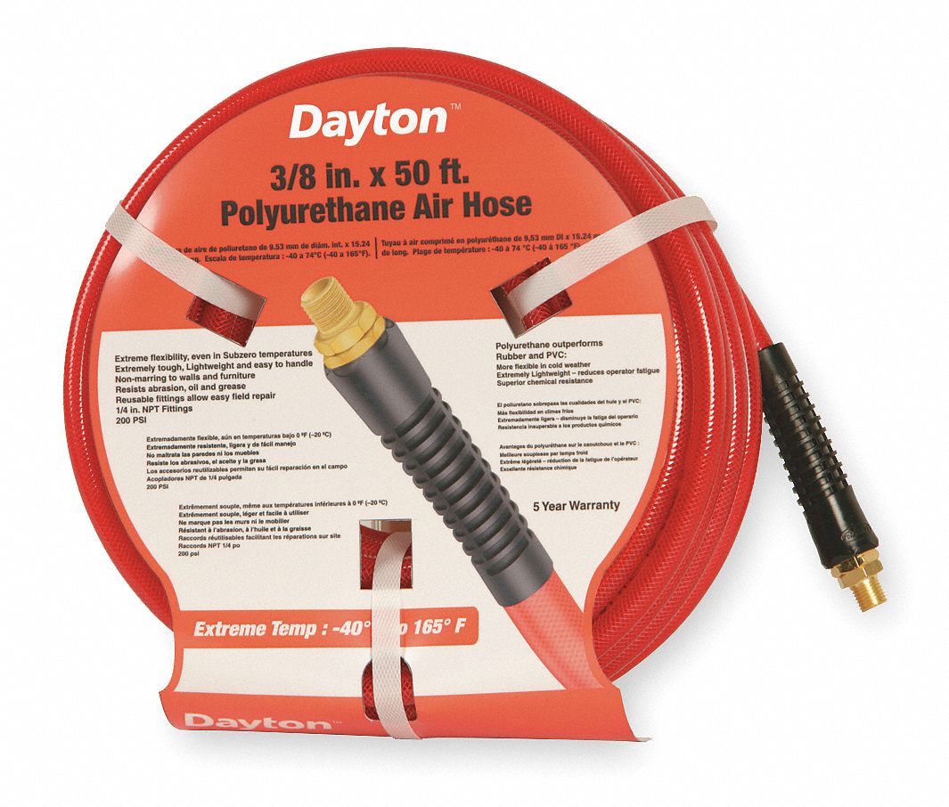 Air Hose, 1/2 IDx0.695 ODx100 Ft, Red