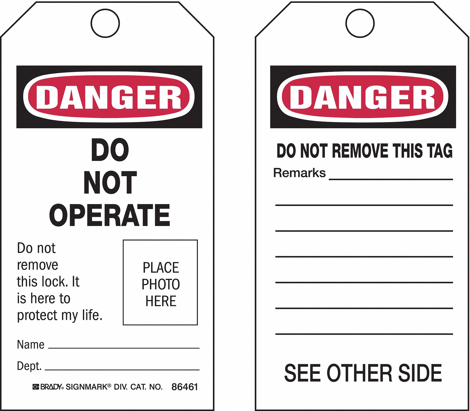 Danger Tag, 5-3/4 x 3 In, Met, 3/8 In, PK10