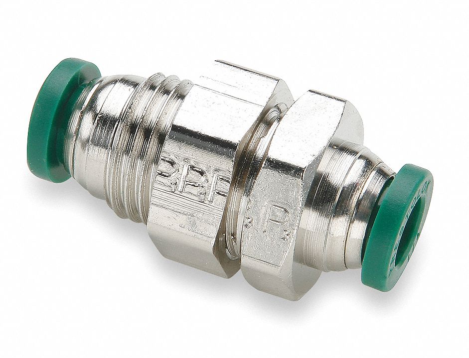Bulkhead Union, NP Brass, 1/4 In, PK 10