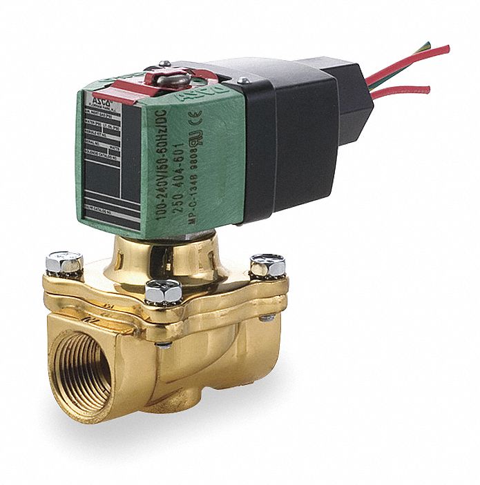 Solenoid Valve, 2 Way, NC, Brass, 1/2 In