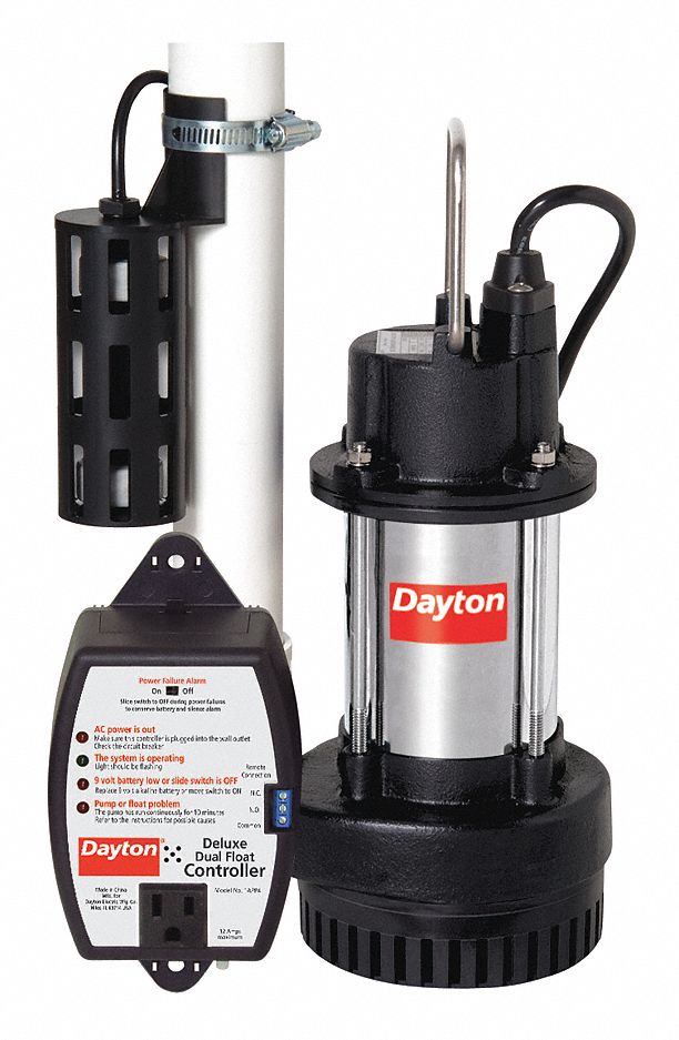 Sump Pump, 1/3 HP, 1-1/2 In, 20 Ft Cord, CI