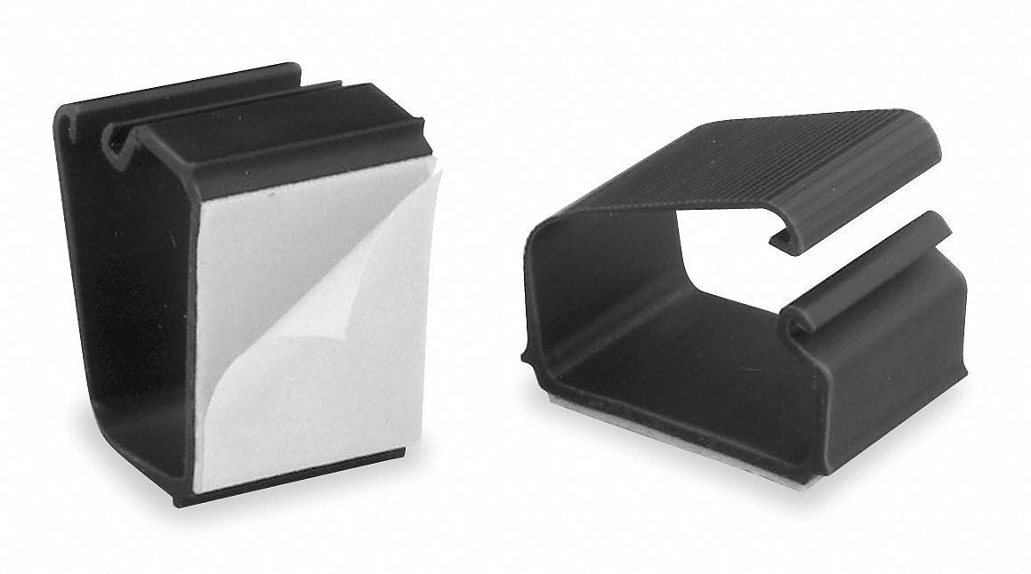 Wire Clips, Wall/Desk, 7/8in H, Blk, PK6