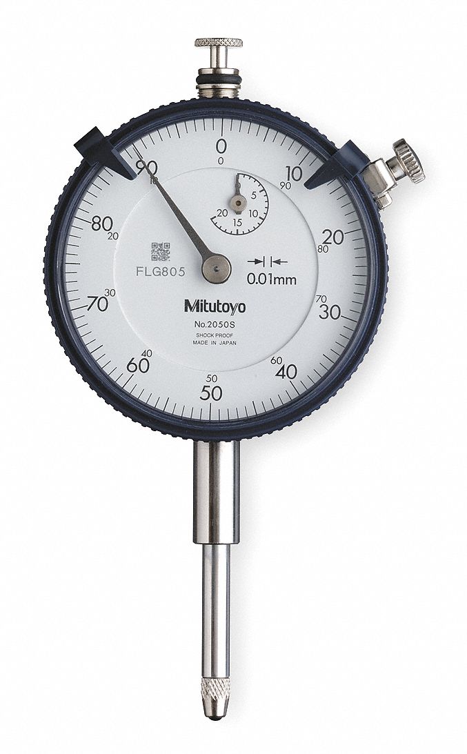 Dial Indicator, 0.01mm Grad, 0-20mm, White