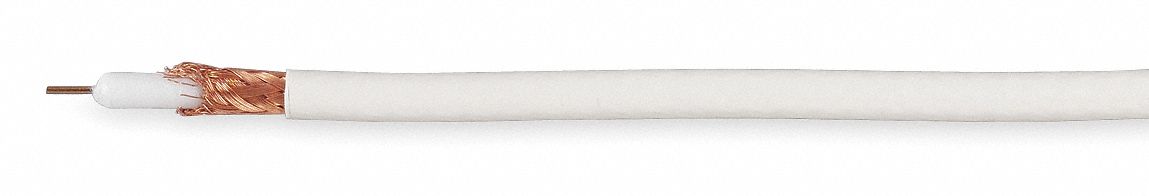 Coaxial Cable, RG6, 18AWG, White, 1000Ft