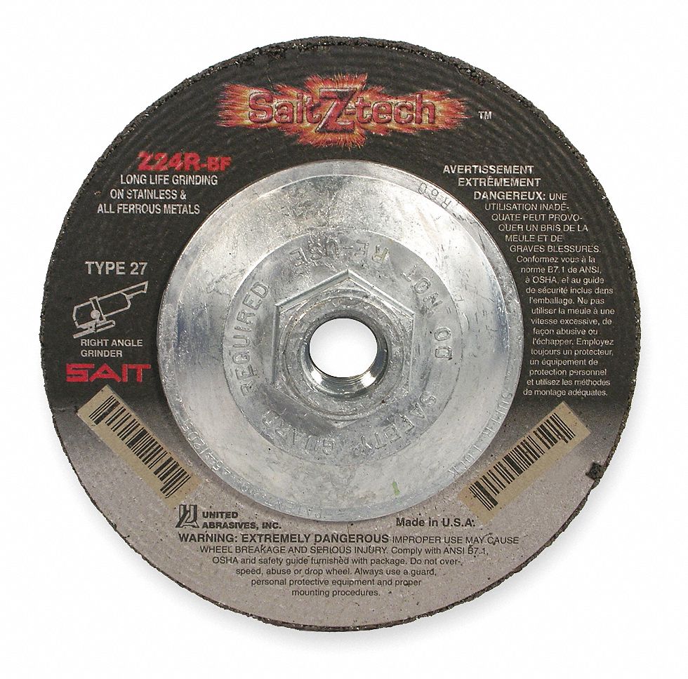 Depressed Ctr Whl, T27, 4.5x1/4x5/8-11, ZA