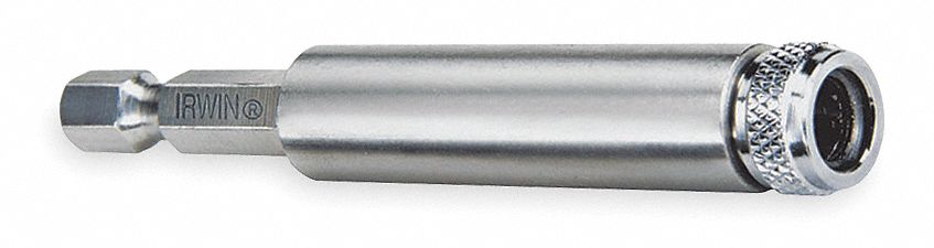 Bit Holder, 1/4 Dr, 3 In L, Knurled