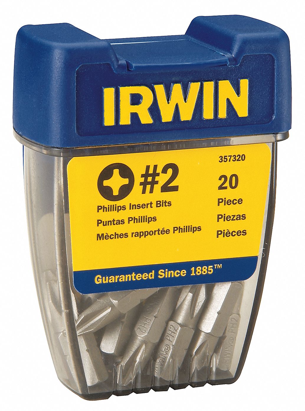 Phillips Insert Bit, #2, 1 In L, 1/4, Pk 20