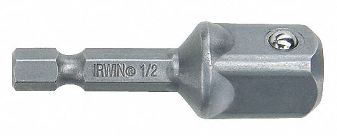 Socket Adapter, 3/8 Dr, 1/4 Hex In, 2 In L