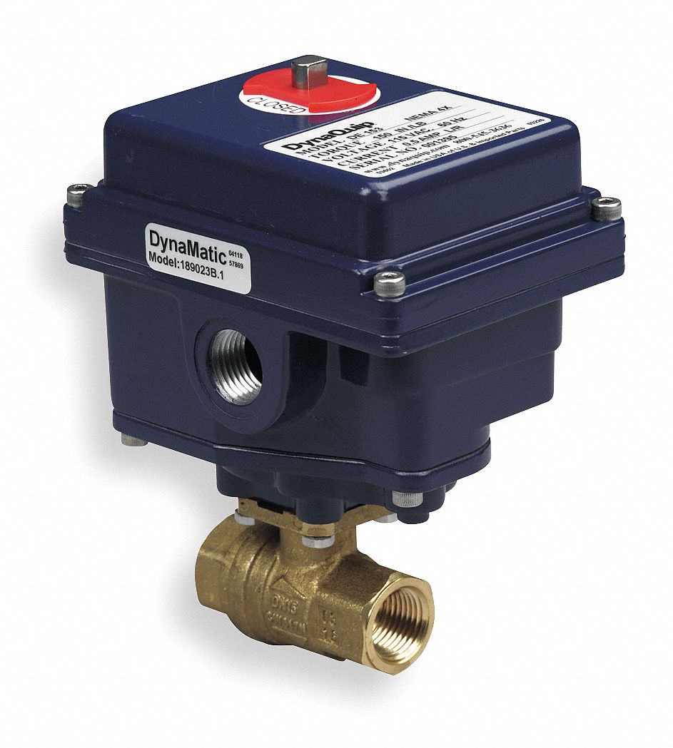 Ball Valve, Electric, 3/4 In NPT, Brass