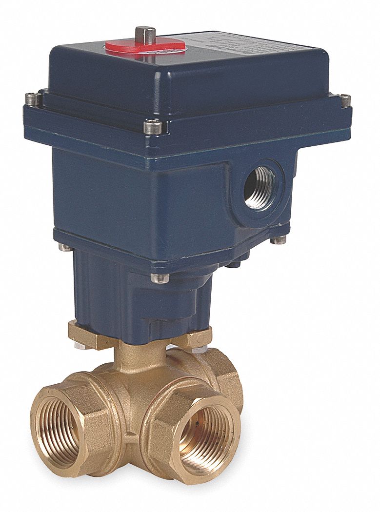 Ball Valve, Electric, 3/4 In NPT, Brass