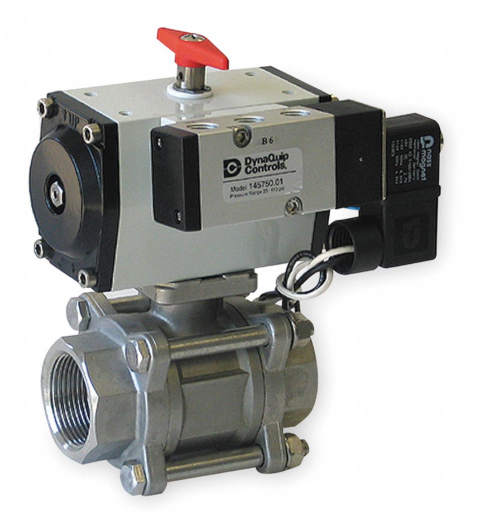 Ball Valve, 2 In NPT, Spring Return, SS