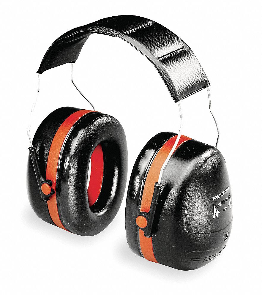 Ear Muff, 30dB, Over-the-Head, Black/Orange