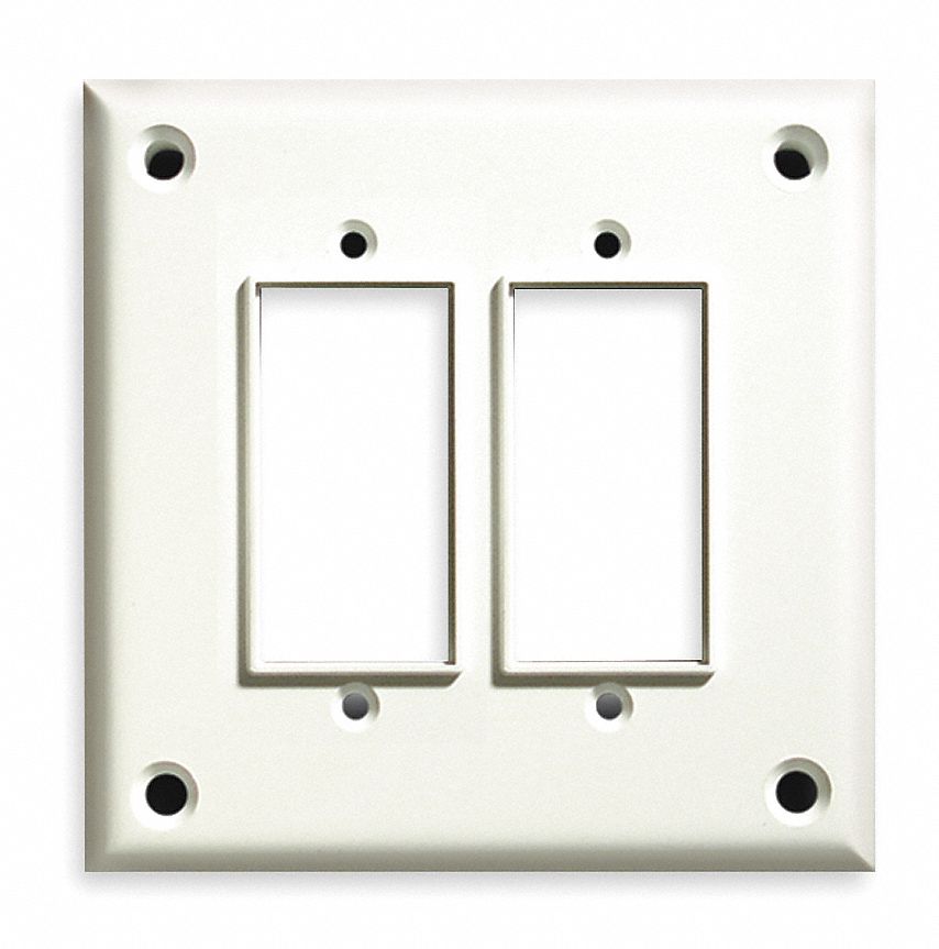 Security Wall Plate, 2 Gang, White, ABS