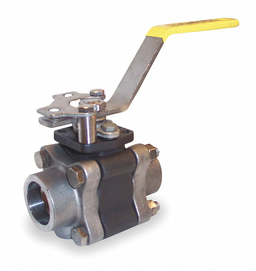 Ball Valve, 3 PC, 3/4 In Socket Weld