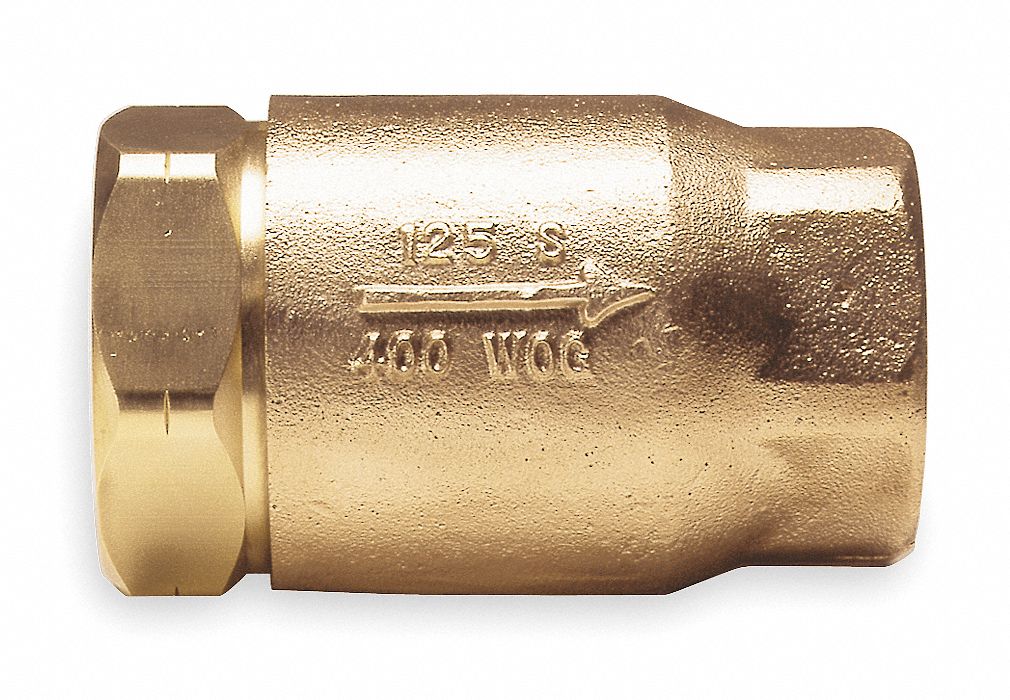 Spring Check Valve, 1/2 In, FNPT, Bronze