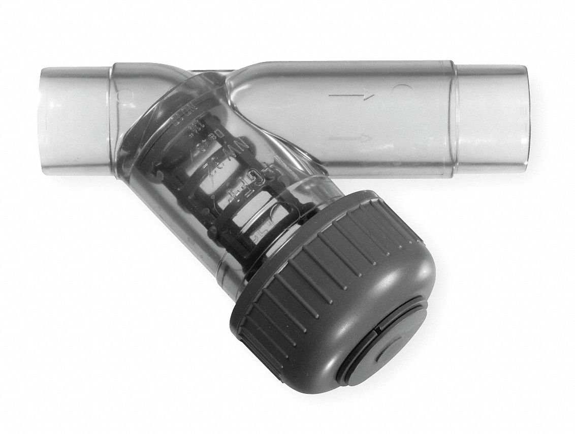 Y Strainer, PVC, 1 1/2 In Spigot, EPDM