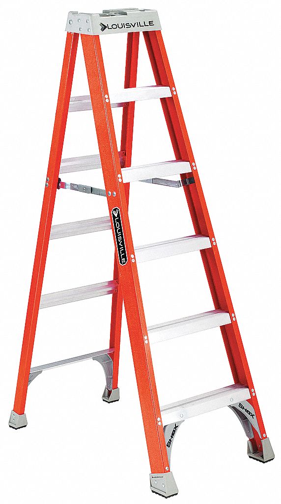 Stepladder, Fiberglass, 6 ft. H, 300 lb Cap