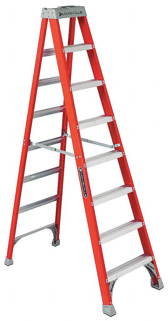 Stepladder, Fiberglass, 8 ft. H, 300 lb Cap