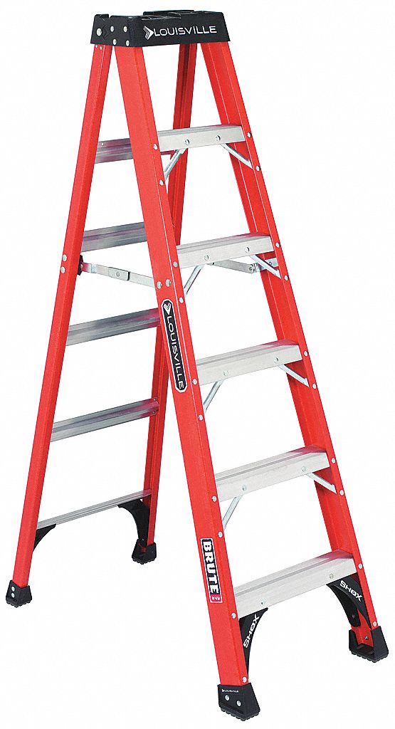 Stepladder, Fiberglass, 6 ft. H, 375 lb Cap
