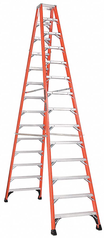 Dbl Sided Stplddr, FG, 14 ft. H, 375 lb Cap