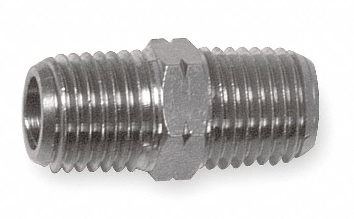 Hex Nipple, 1/4 In, NP Brass, 250 PSI