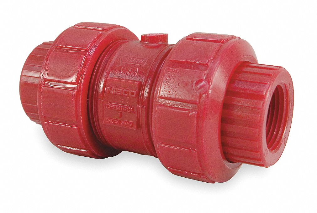 Ball Valve, Check, 1/2 In, Kynar(R), FPTxFPT