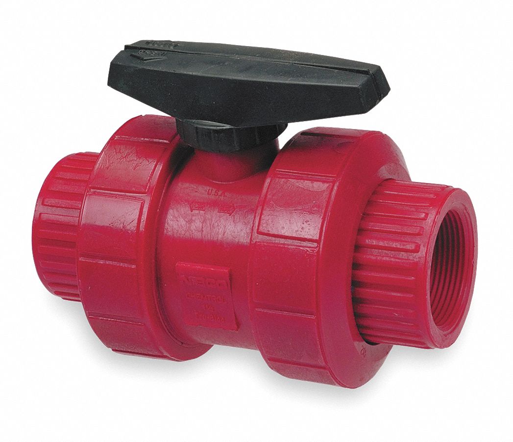 Ball Valve, Tru-Bloc(R), 1/2 In, Kynar(R)