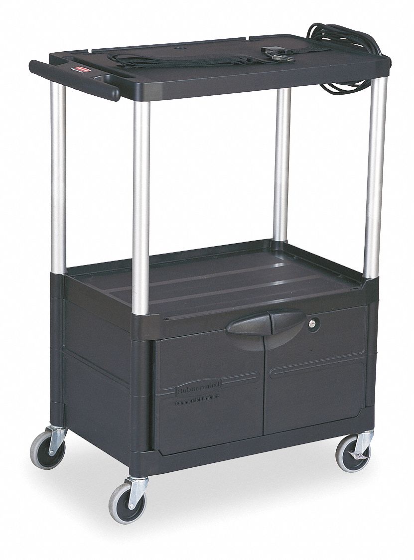 Cart with Cabinet, 42Hx32 3/4W, Black