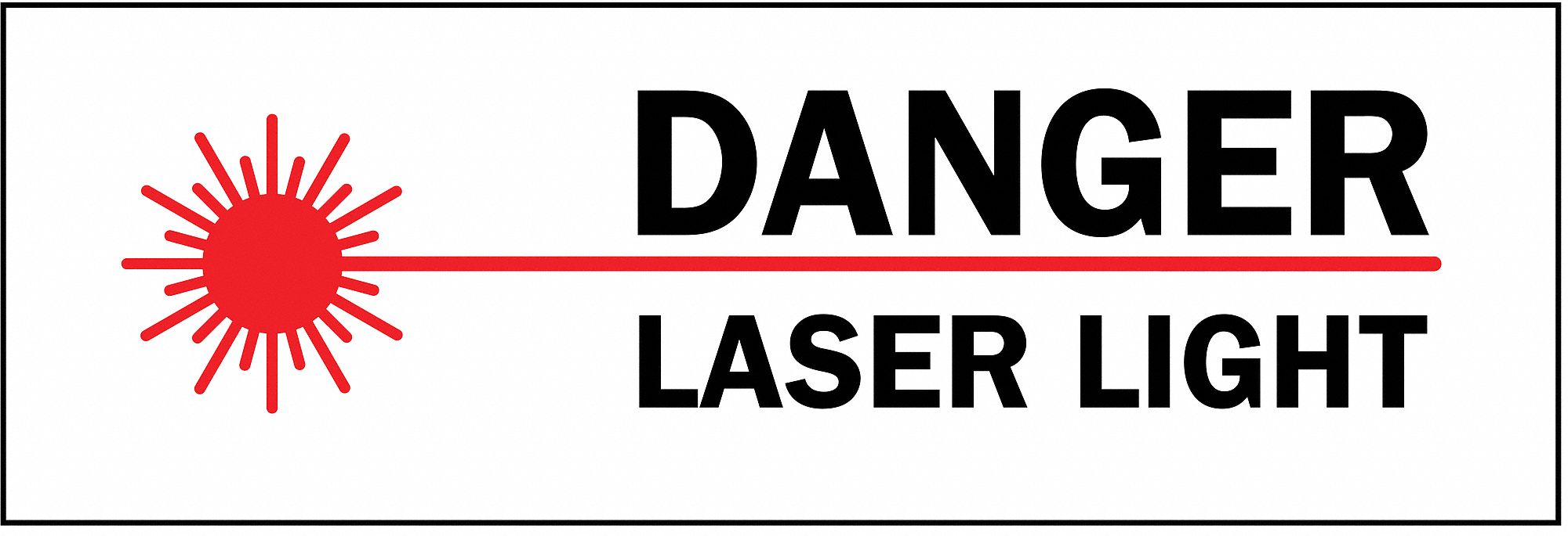 Danger Laser Sign, 5 x 14In, R and BK/WHT