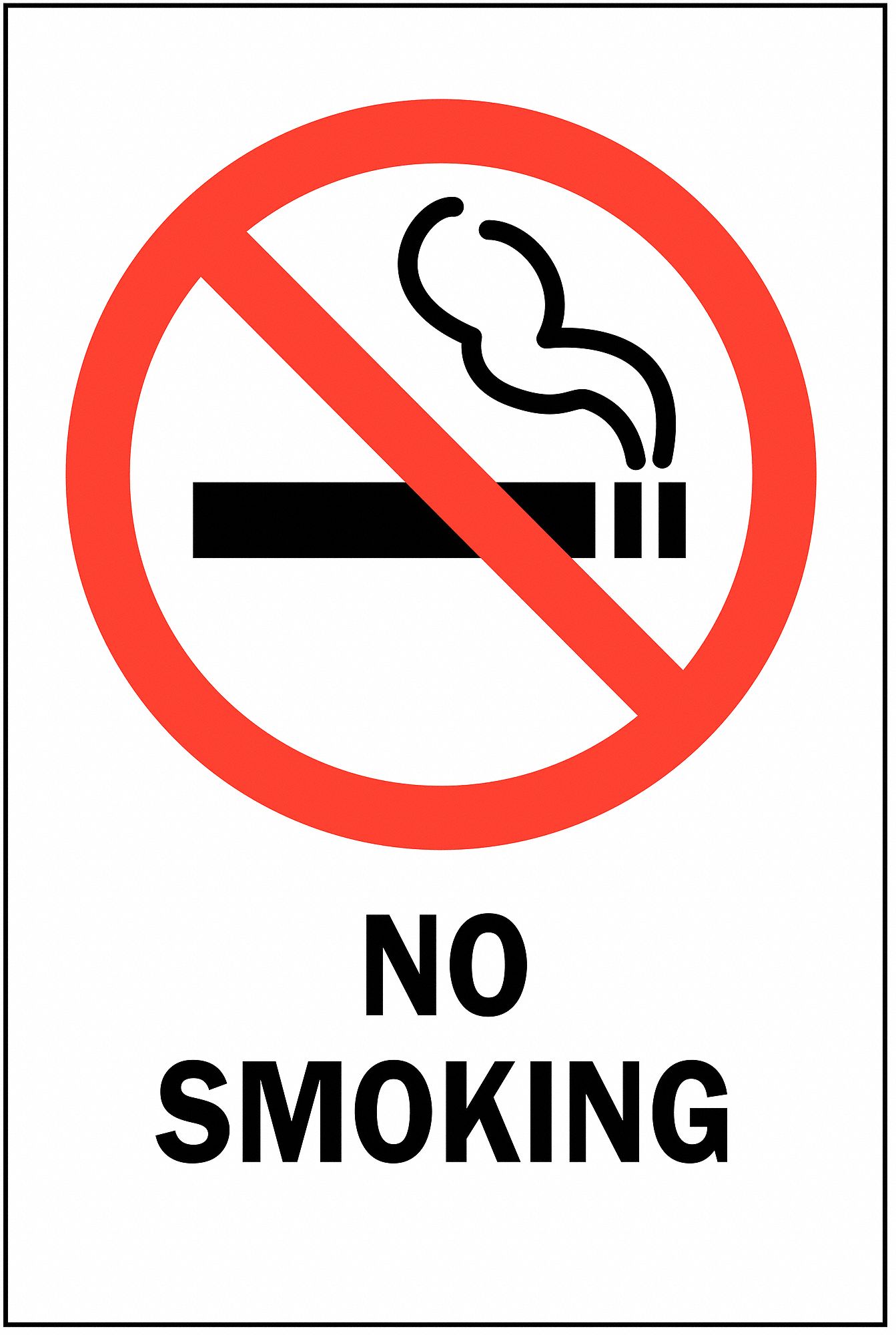 No Smoking Sign, 3-1/2 x 5In, R and BK/WHT
